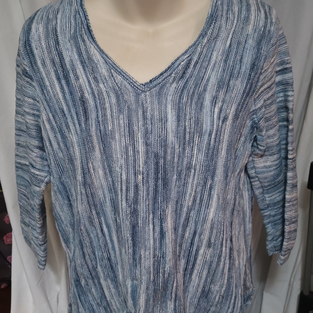 Elegant Blue Striped Women's Blouse